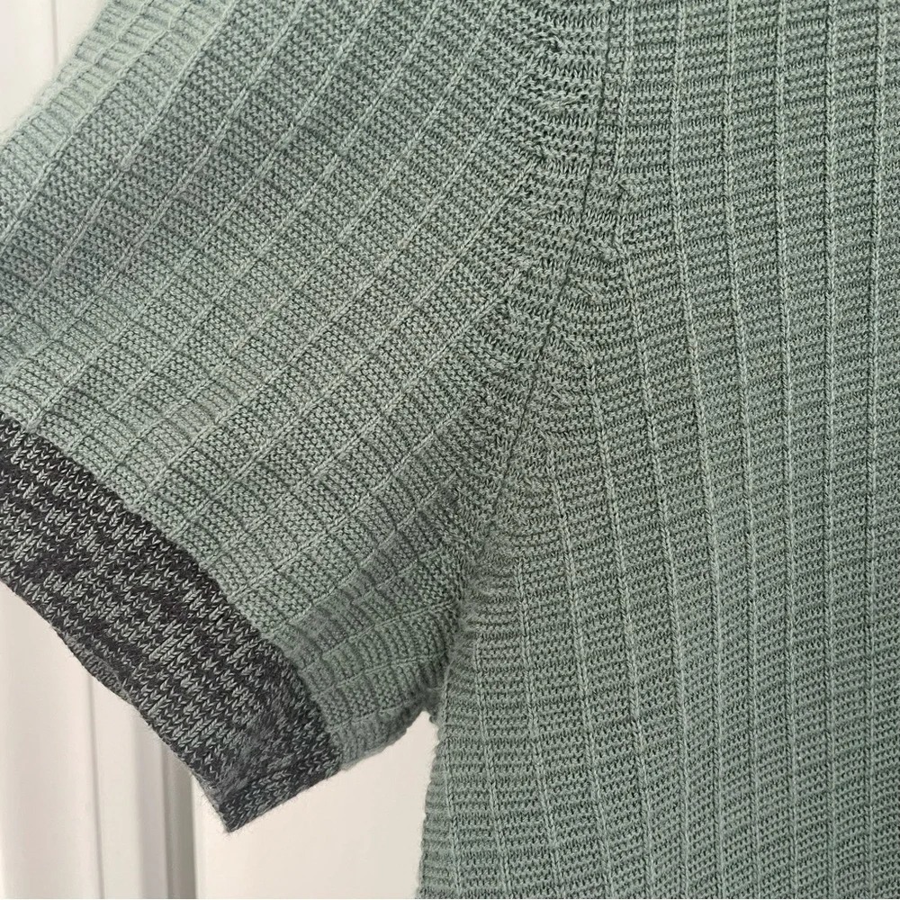 Scotch‎ & Soda Polo Sweater Men M Forest Green Marled Rib Short Sleeve